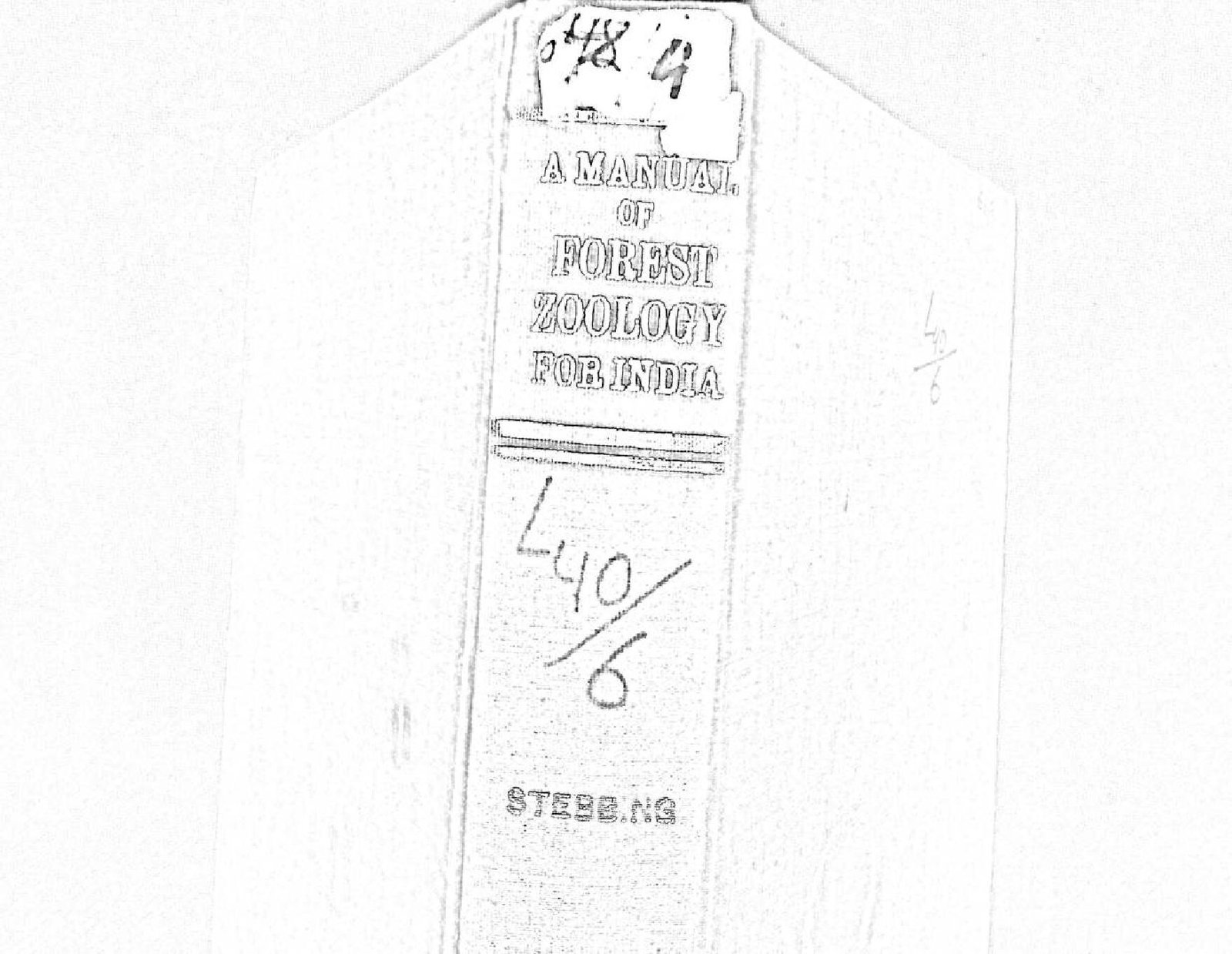 A MANUAL OF FOREST ZOOLOGY FOR INDIA 1977