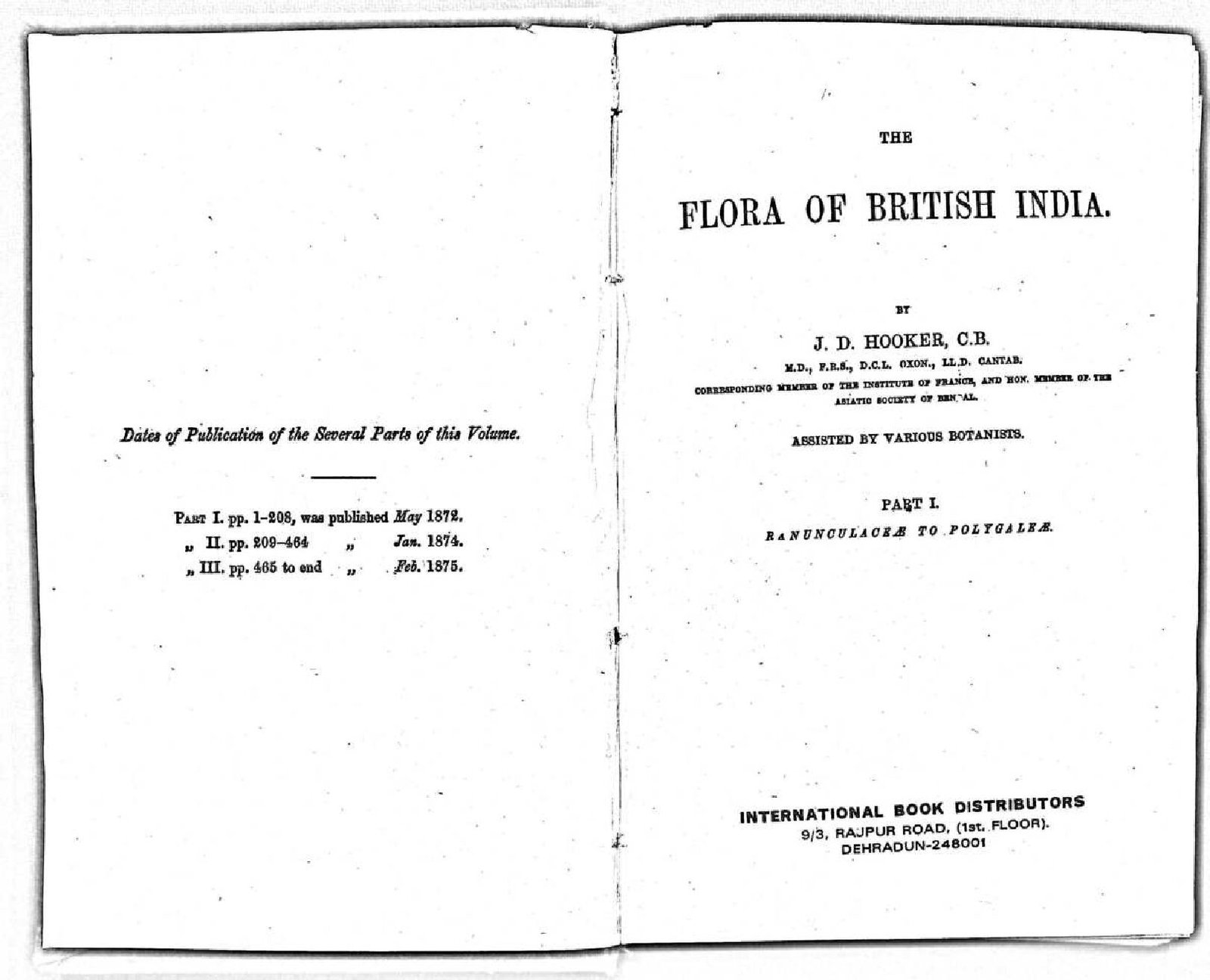 FLORA OF BRITISH INDIA VOL I 1872