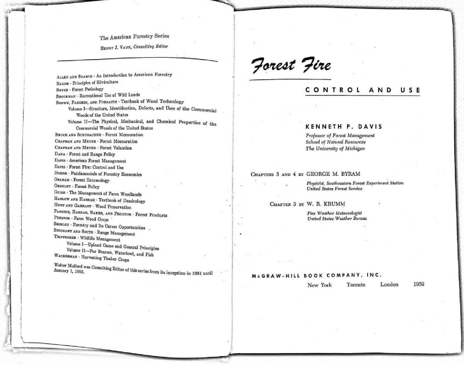 FOREST FIRE CONTROL AND USE 1959