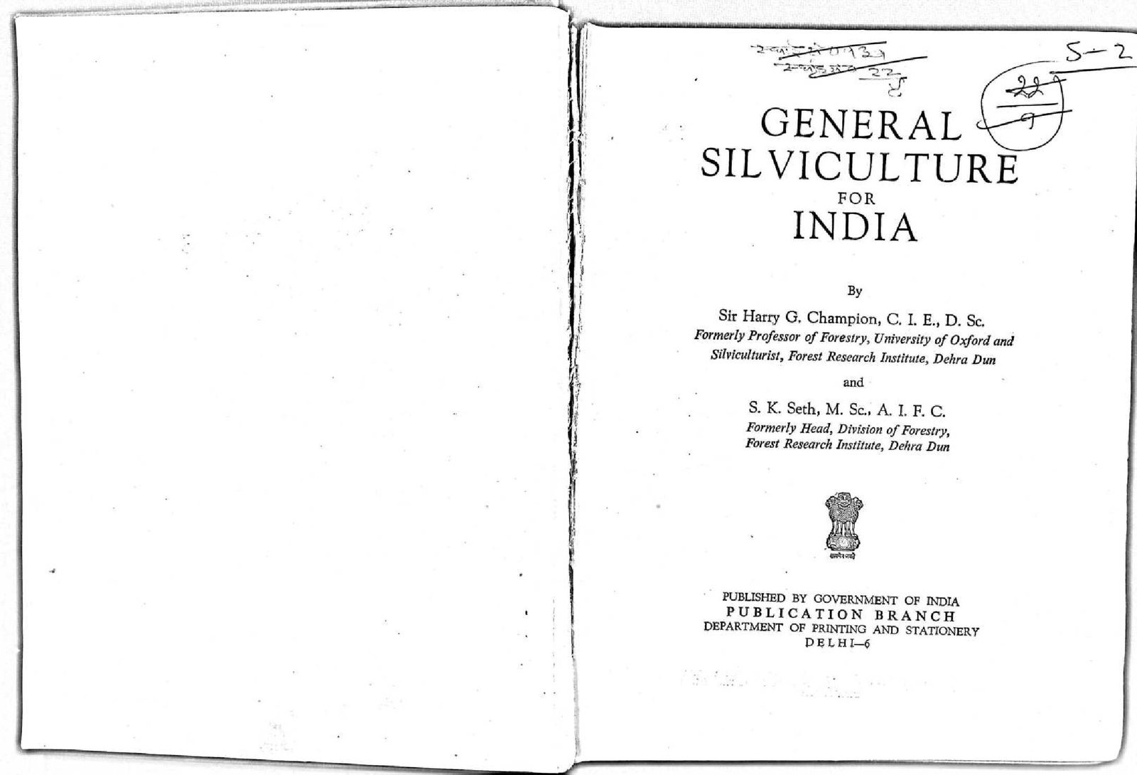 GENERAL SILVICULTURE FOR INDIA 1968