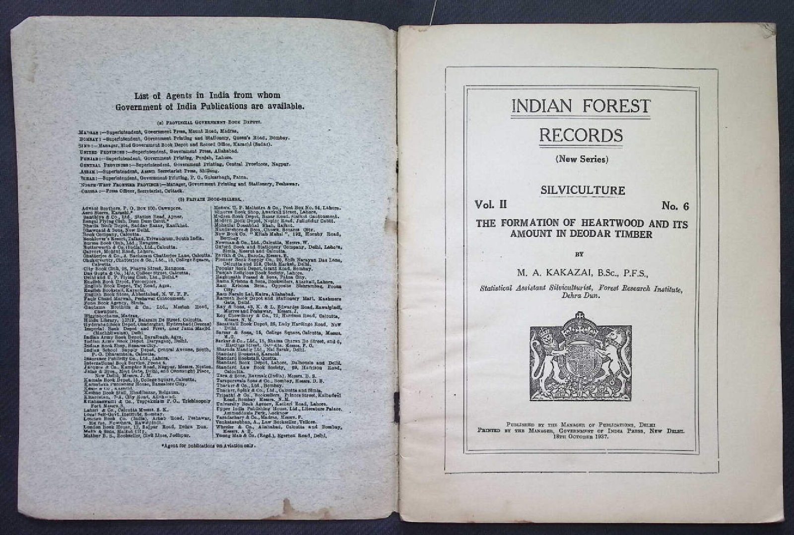 INDIAN FOREST RECORDS 1937