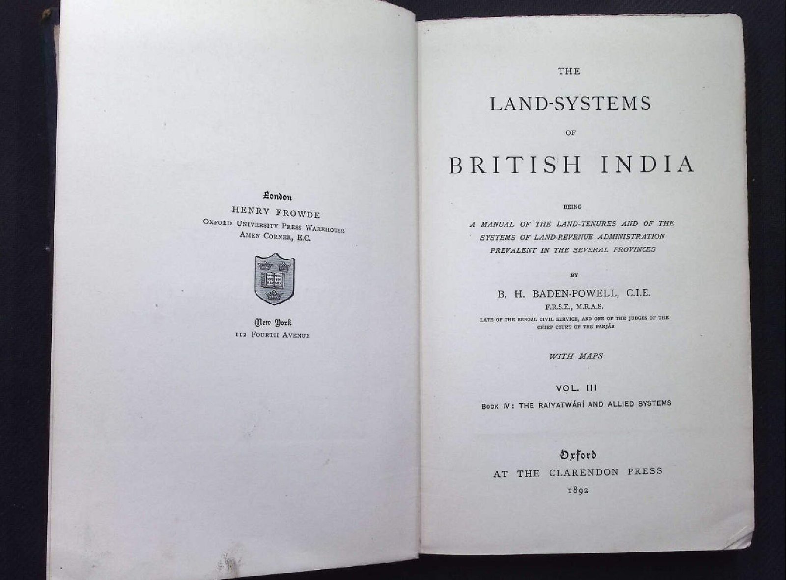 LAND- SYSTEMS OF BRITISH INDIA VOL III 1892