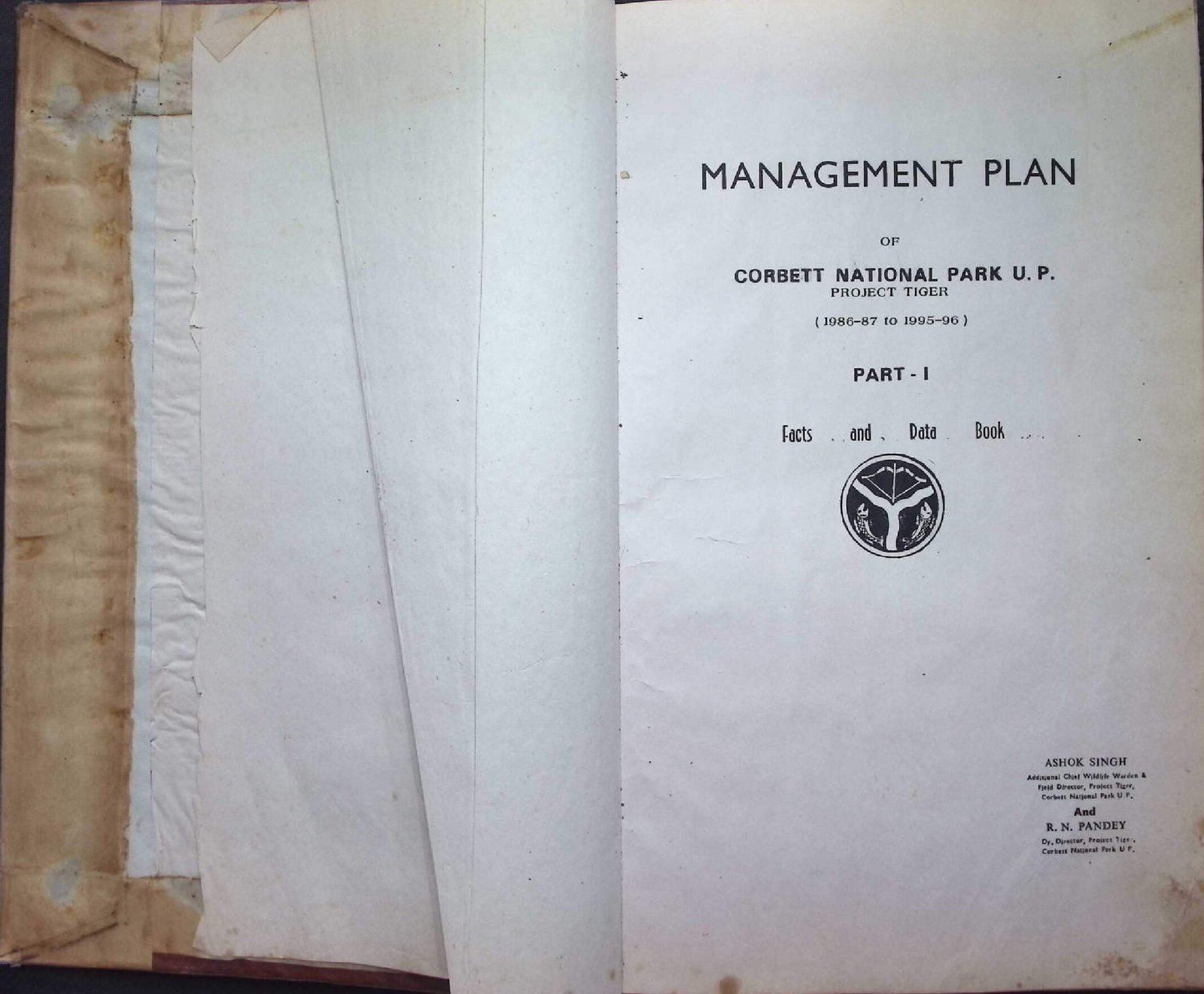 MANAGEMENT PLAN  CORBETT NATIONAL PARK PROJECT TIGER  1986-87 TO 1995-96 (1)