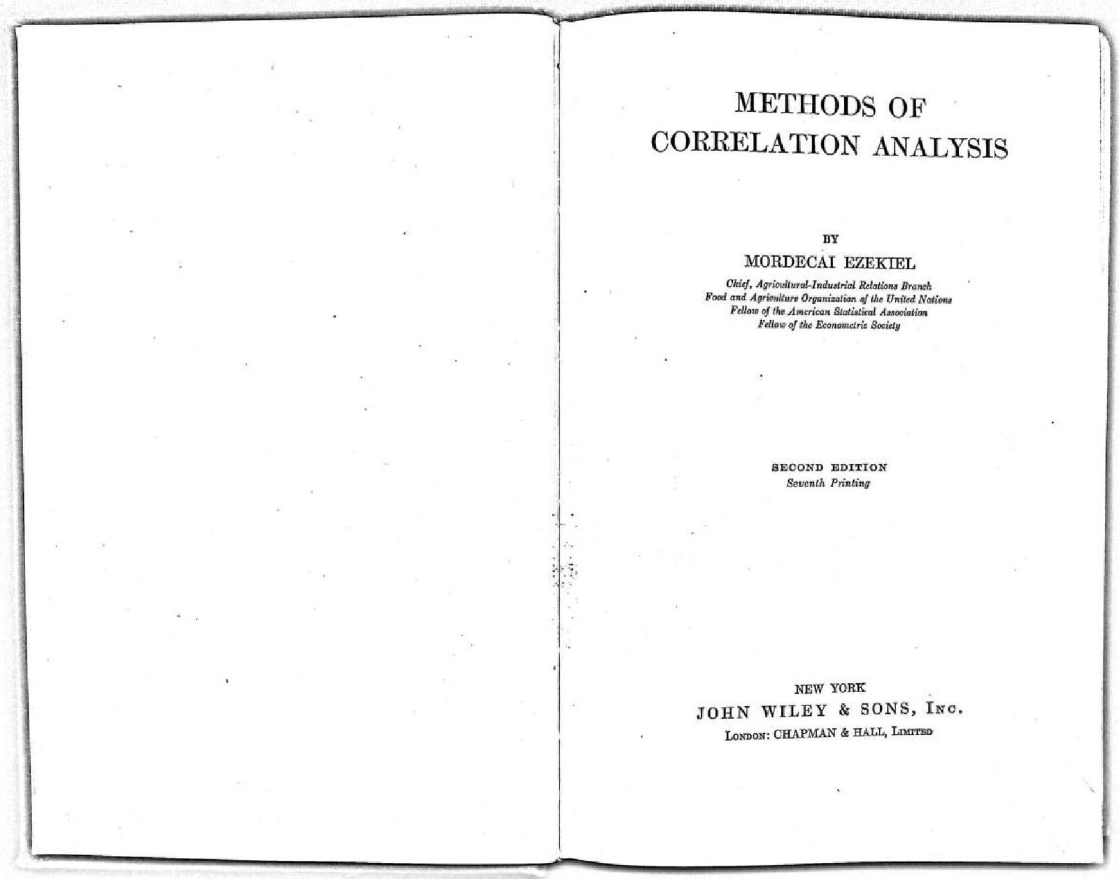 METHODS OF CORRELATION ANALYSIS