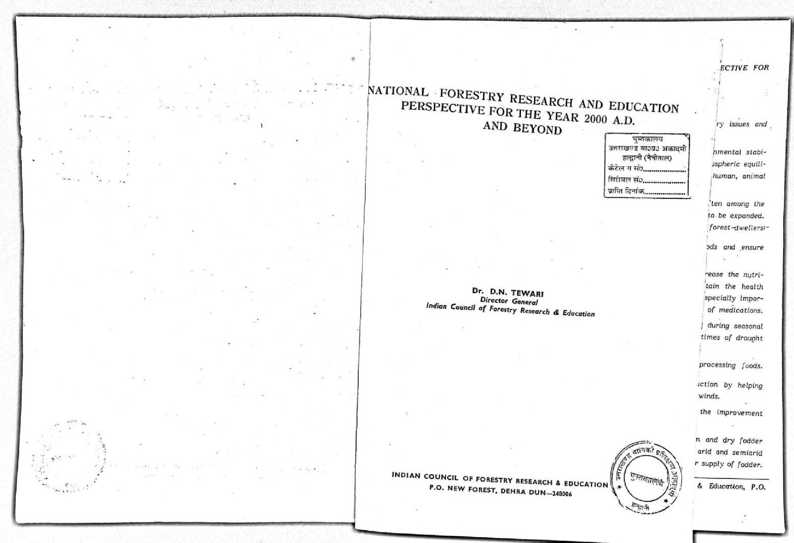 NATIONAL FORESTRY RESEARCH AND EDUCATION YEAR 2000