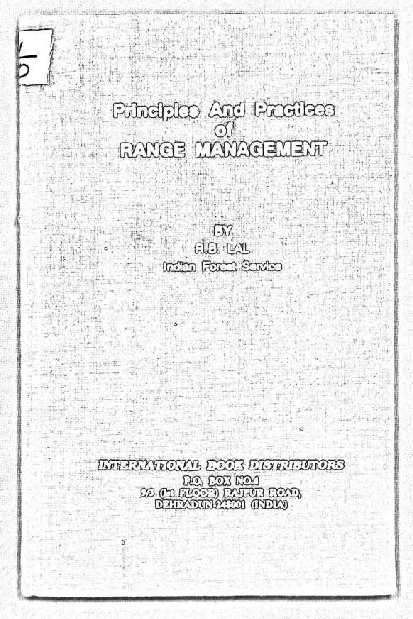 PRINCIPLES AND PRACTICES OF RANGE  MANAGEMENT