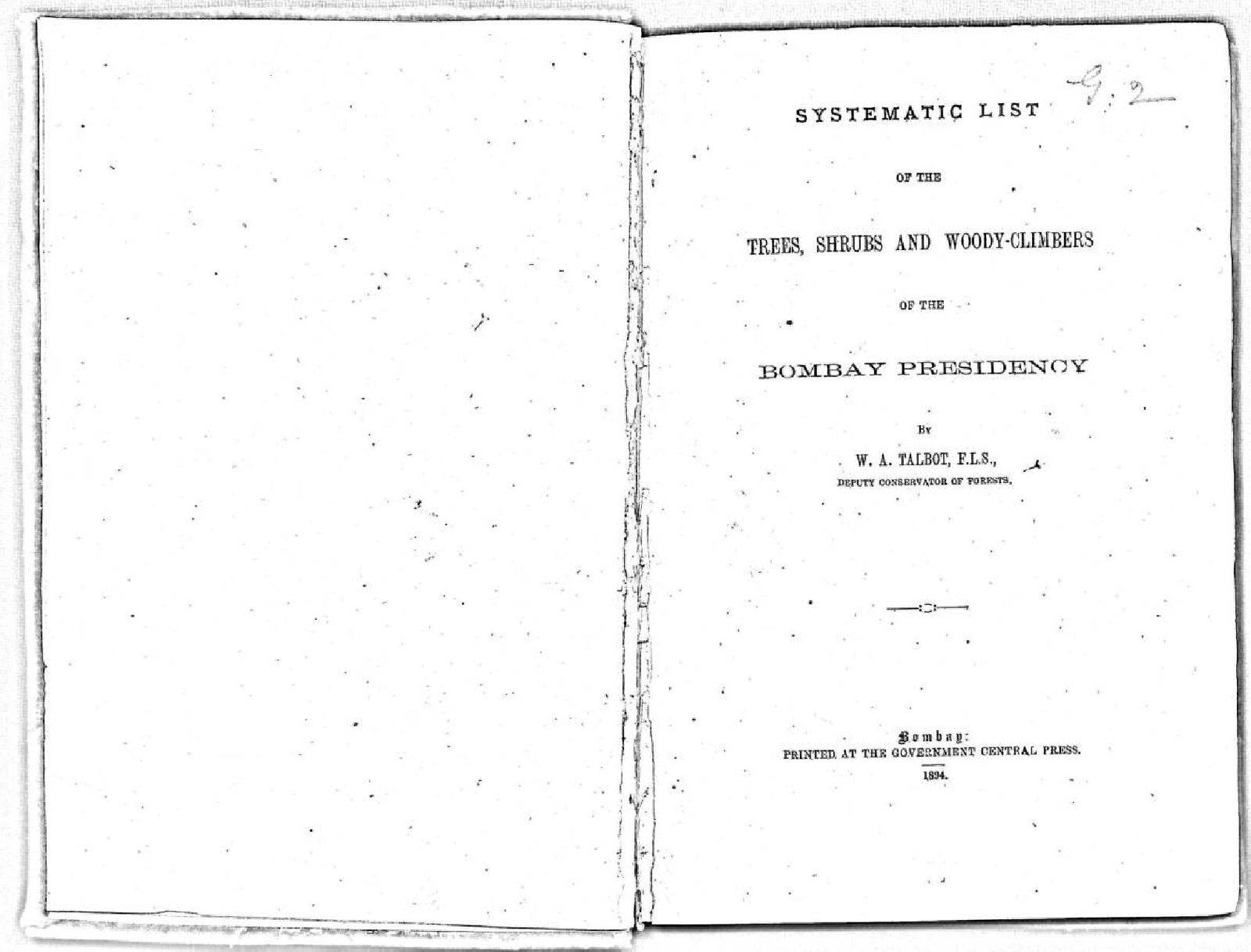 SYSTEMATIC LIST OF THE TREES SHRUBS AND WOODY- CLIMBERS 1894