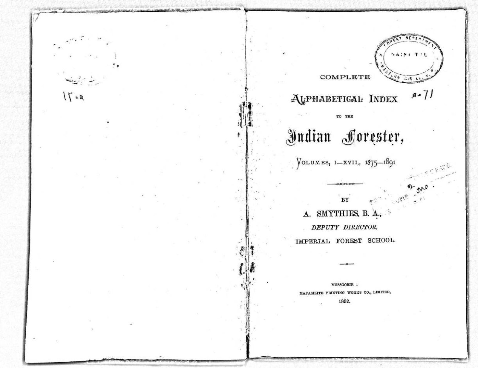 indian forester 1875-1891