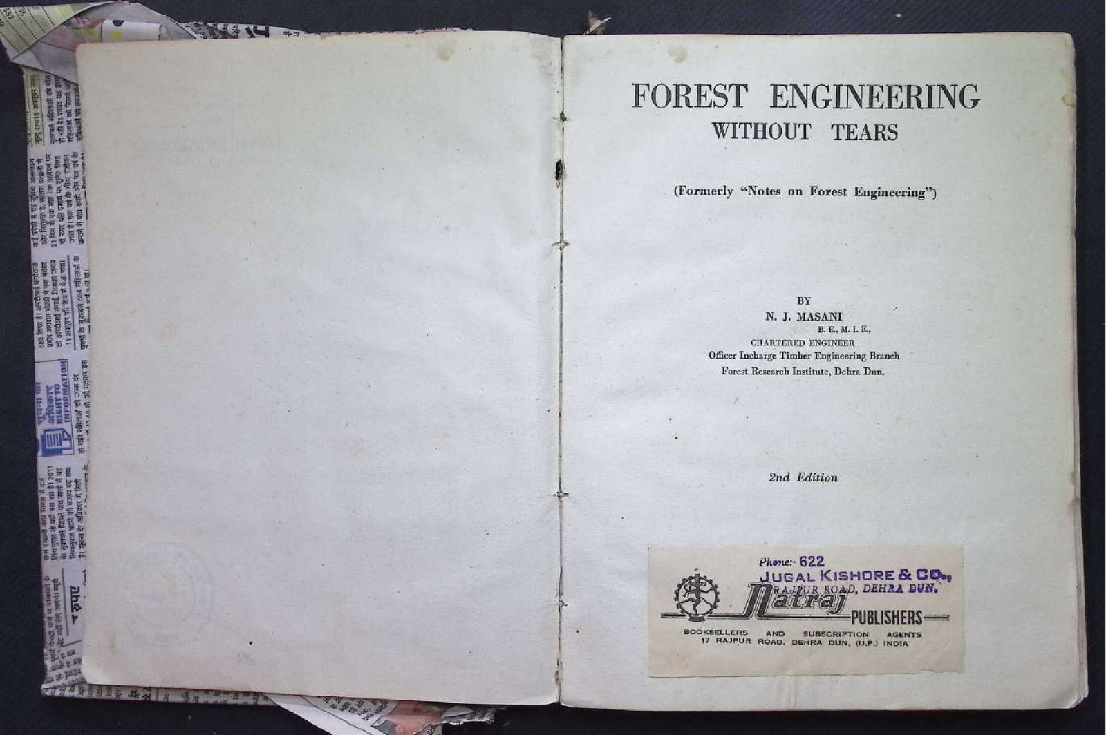 FOREST ENGINEERING WITHOUT TEARS 2 EDITION 1964