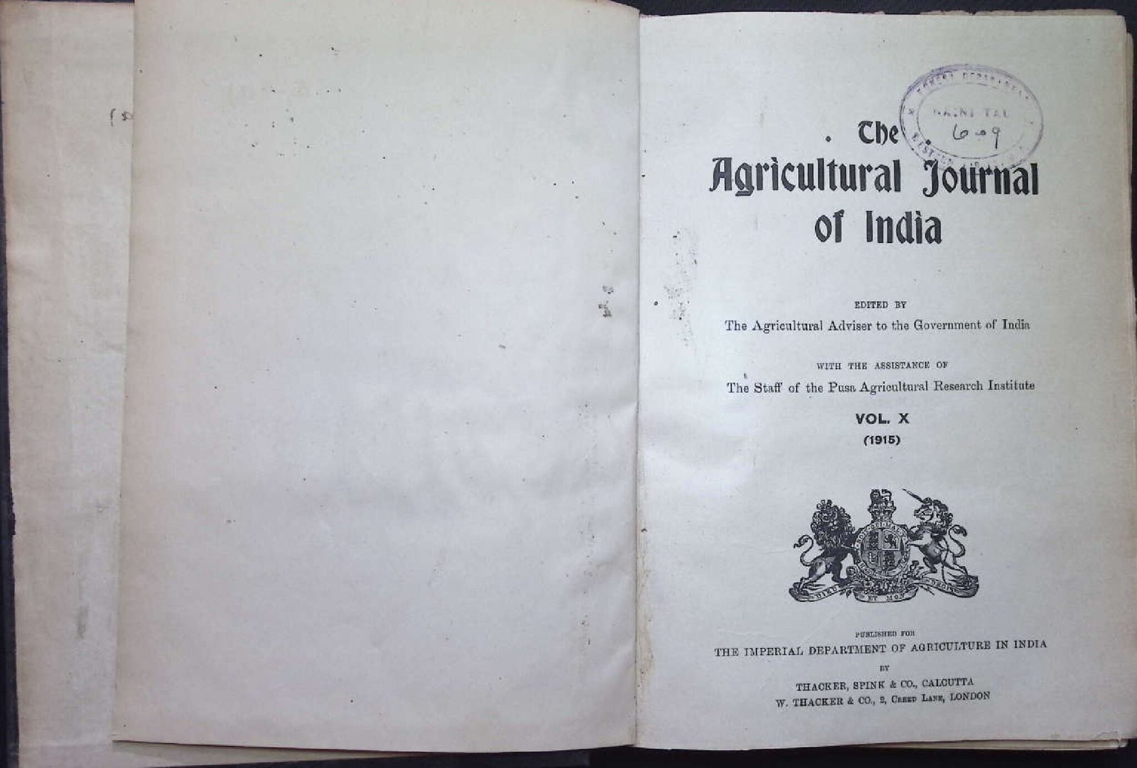 THE AGRICULTTURUL JOURNAL OF INDIA 1915