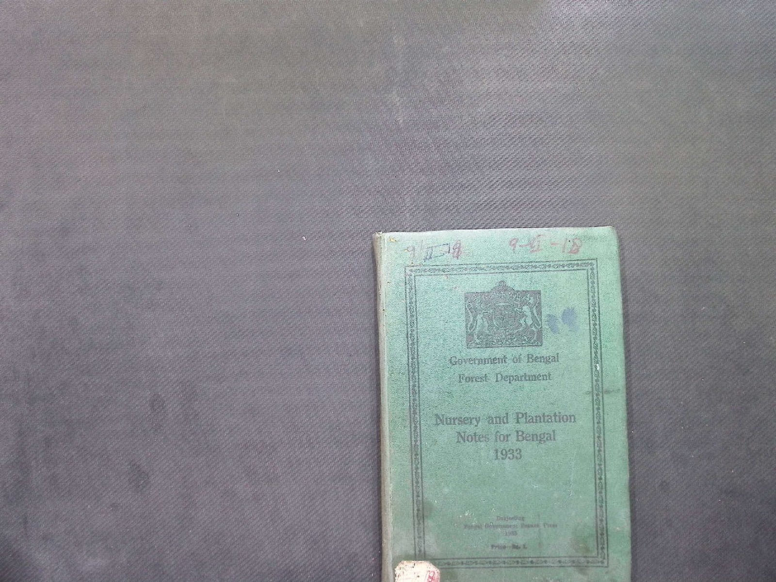 goverment of bengal nursery and plantation notes for bengal 1933